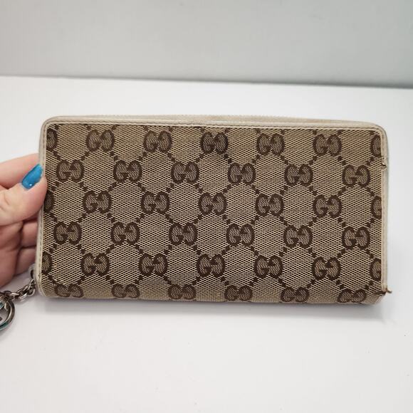 Authentic GUCCI Classic Canvas Zip Around Wallet Luxury Designer Monogram - Picture 4 of 16
